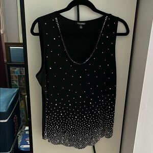 Black Sleeveless Top with Silver Accents